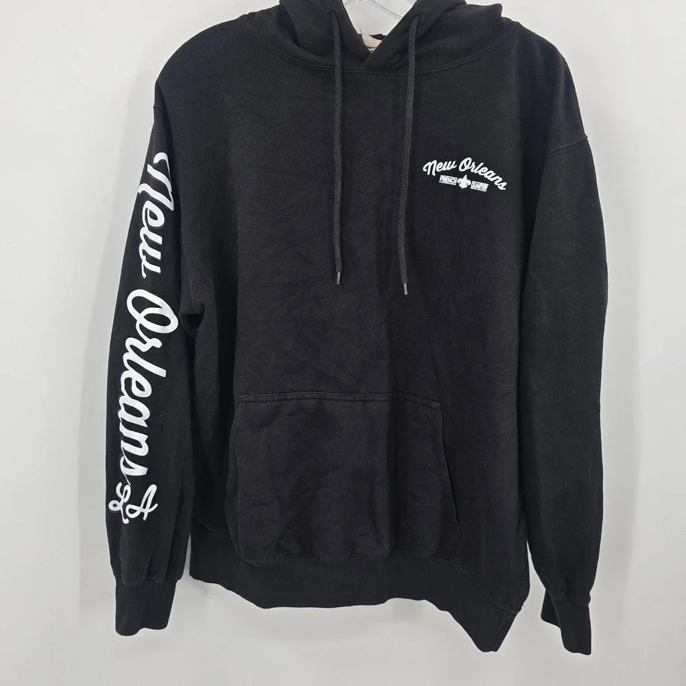 Three Layer New Orleans French Quarter Hoodie Black Graphic Sweatshirt 5108 M